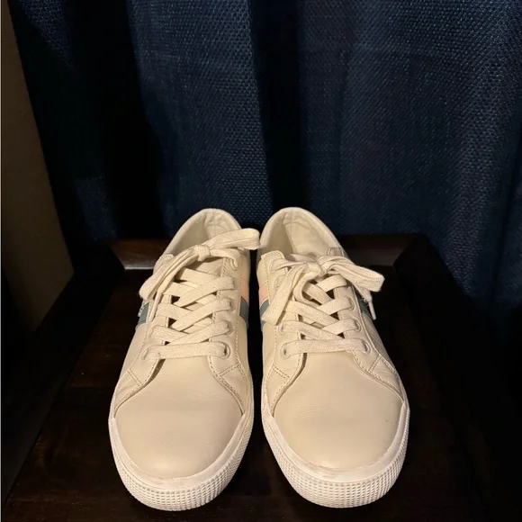 Lauren Ralph Lauren Cream Sneakers with Pink and Blue Details - Picture 3 of 6